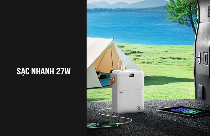 Pin sạc dự phòng 80000mah 27W 22.5W PD QC Remax RPP-118 7